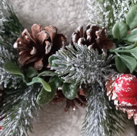 Christmas Double Ring Grapevine Farmhouse Handmade Wreath 13.5"× 7" - Picture 9 of 10